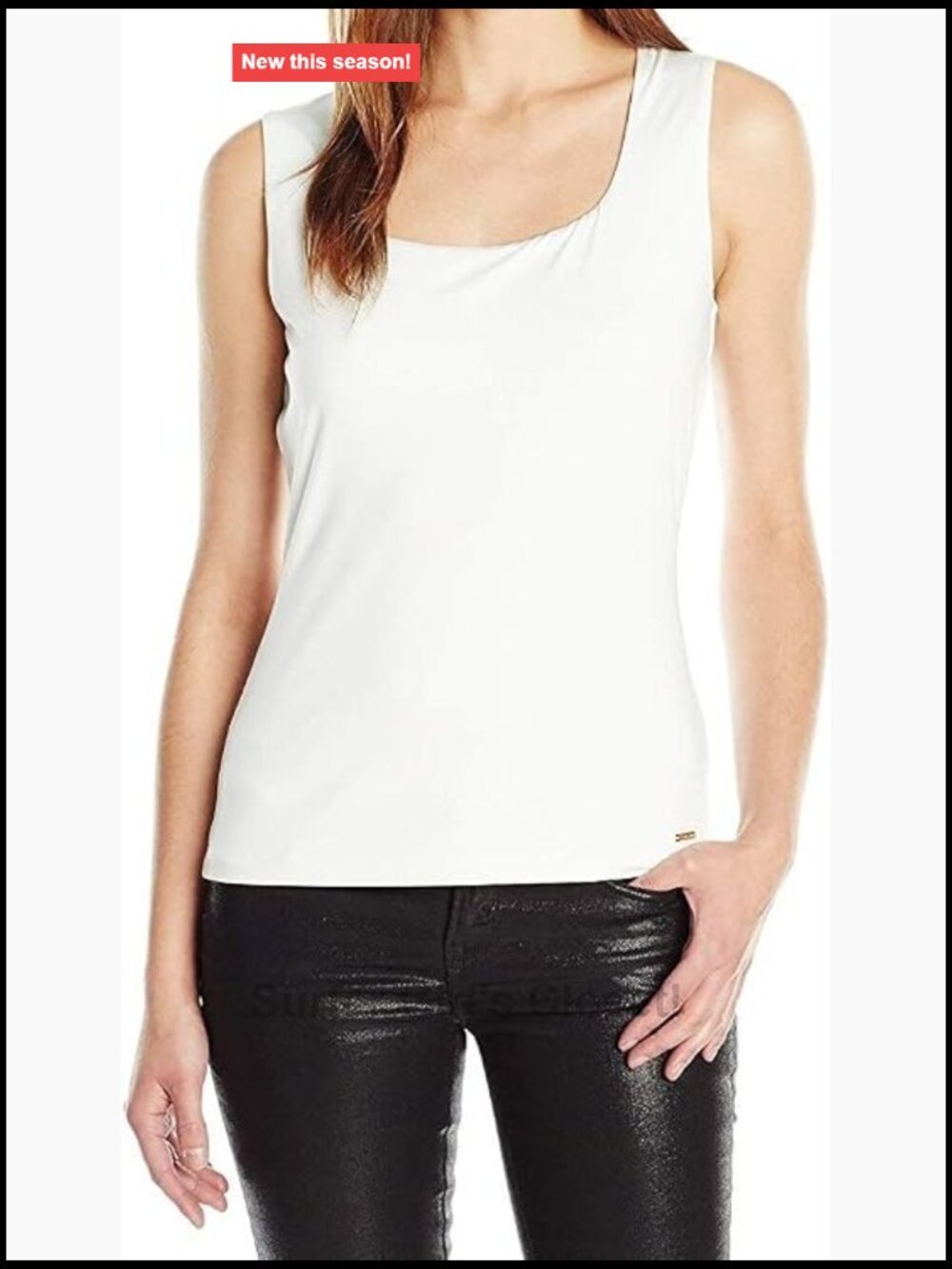 Sleeveless Seamless Tank Top Pull On Stretch Knit Cotton Blend